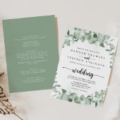 Klassische Eukalyptus-Foliage, Front & Back Weddin Einladung