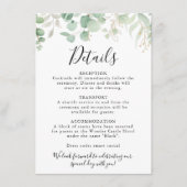 Klassische Eukalyptus Gold Leaf Wedding Details Begleitkarte (Vorderseite)