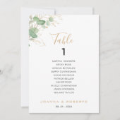 Klassische Eukalyptus-Tischnummer 1 Sitzkarte Einladung (Vorderseite)