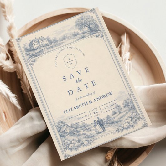 Klassische europäische Gartenhochzeit Save The Date
