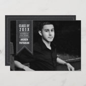 Klassische Fahnen-Abschluss-Foto-Mitteilung Einladung (Vorne/Hinten)