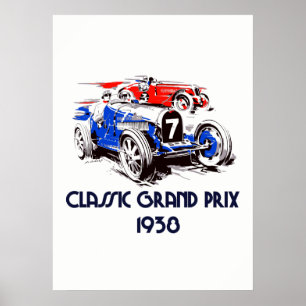 Klassische Fahrzeuge im Retro-Stil Grand Prix 53 x Poster