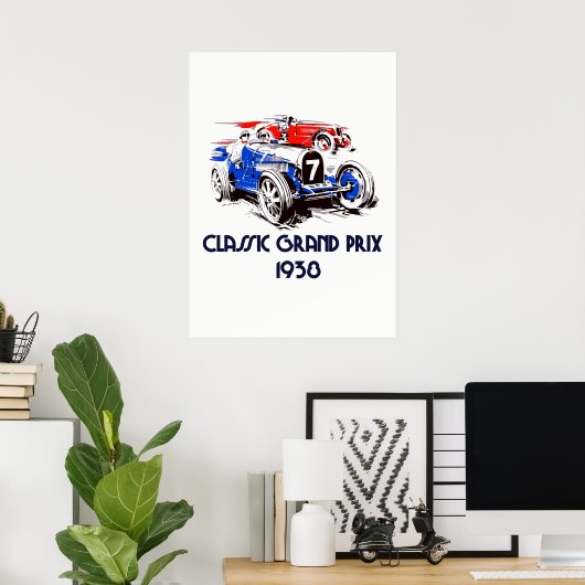 Klassische Fahrzeuge im Retro-Stil Grand Prix 53 x Poster (Heimbüro)