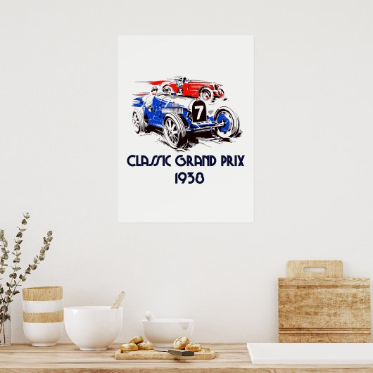 Klassische Fahrzeuge im Retro-Stil Grand Prix 53 x Poster (Küche)
