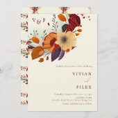 Klassische Fall-Wildblume Erstname Hochzeit Einladung (Vorne/Hinten)