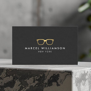 Klassische falsche Goldbrille-Logo auf vintage Sch Visitenkarte