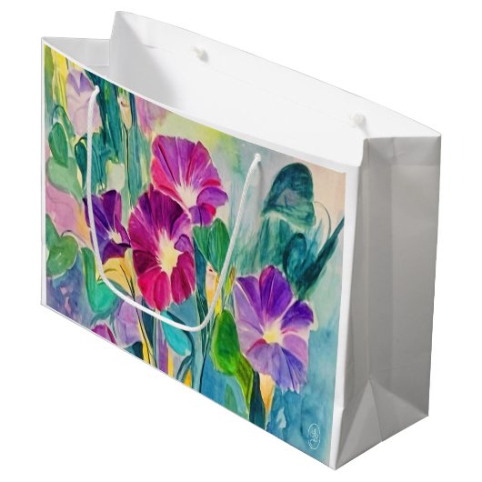 Klassische Farben Wasserfarben Morgengläser Große Geschenktüte (Vorderseite Schrägansicht)