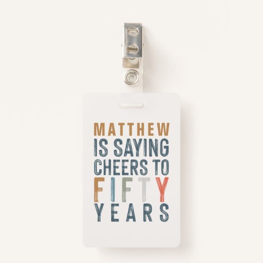 Klassische farbenfrohe Beifall zum 50-jährigen Geb Ausweis (Vorderseite mit Klammer)