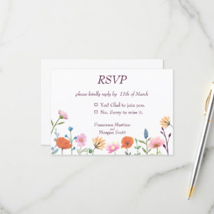 Klassische farbenfrohe Blumengrün RSVP Karte