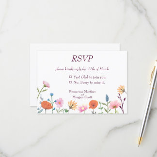 Klassische farbenfrohe Blumengrün RSVP Karte