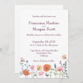 Klassische farbenfrohe Blumenzwiese Einladung (Vorne/Hinten)