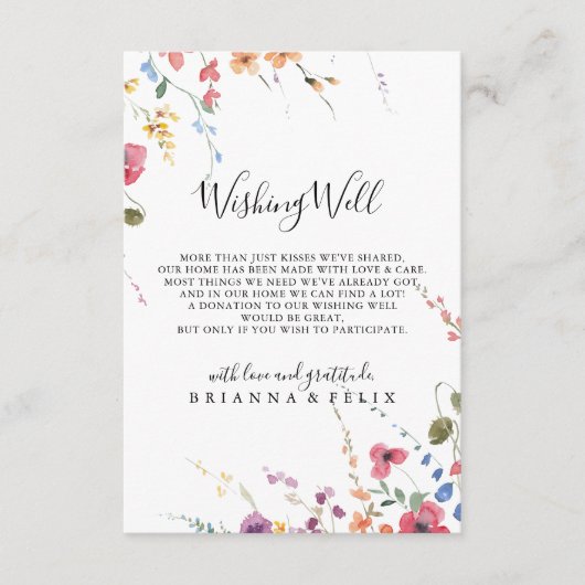 Klassische farbenfrohe Hochzeitsfeier mit floralen Begleitkarte (Vorderseite)