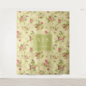Klassische farbenfrohe Rose | Floral Monogramm Wandteppich (Vorderseite)