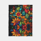 KLASSISCHE FARBFARBIGE DOODLE-BLUME KUNSTDESIGN FLEECEDECKE (Vorderseite)