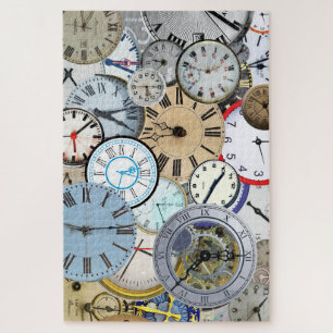 Klassische farbige Collage verzerrter Uhren Puzzle