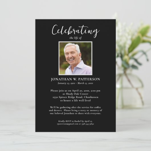 Klassische Feier des Fotos des Lebens Gedicht Einladung (Stehend Vorderseite)