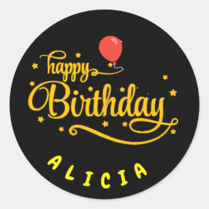 Klassische Feier: Happy Birthday Round Sticker
