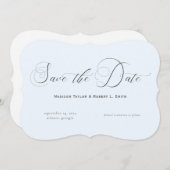 Klassische feierliche Hochzeit mit leichter Blauer Save The Date (Vorne/Hinten)