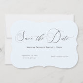 Klassische feierliche Hochzeit mit leichter Blauer Save The Date (Vorderseite)