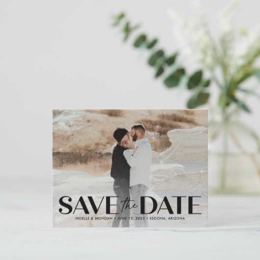 Klassische, fett bearbeitbare, farbige Save the Da Postkarte (Stehend Vorderseite)