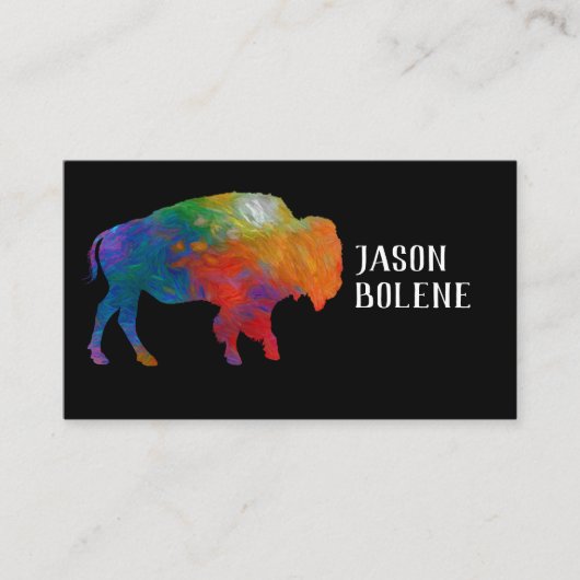 Klassische, fette Bison-Kunst auf schwarz-braun Visitenkarte (Vorderseite)