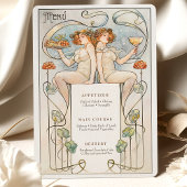 Klassische Figurative Art Nouveau Wedding Menu Car Einladung