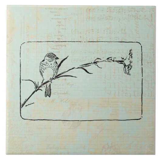 Klassische Finch Bird Vintage Kunst Fliese (Vorderseite)