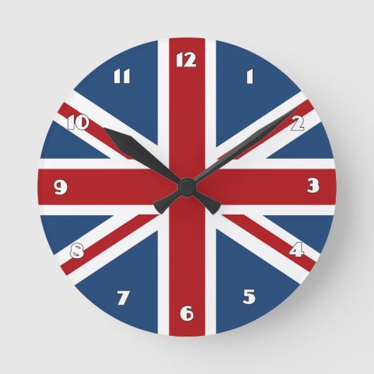 Klassische Flagge der Union Jack UK Runde Wanduhr (Vorderseite)