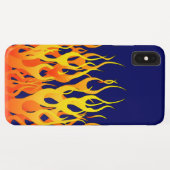 Klassische Flammenfeuer auf blauem Navy Case-Mate iPhone Hülle (Rückseite (Horizontal))