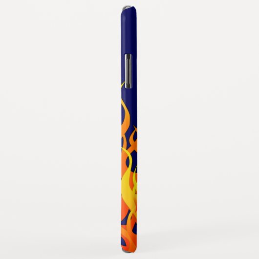 Klassische Flammenfeuer auf blauem Navy Case-Mate iPhone Hülle (Hinten/Rechts)