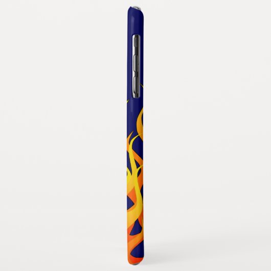 Klassische Flammenfeuer auf blauem Navy Case-Mate iPhone Hülle (Hinten/Links)