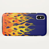 Klassische Flammenfeuer auf blauem Navy Case-Mate iPhone Hülle (Rückseite (Horizontal))