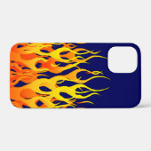 Klassische Flammenfeuer auf blauem Navy Case-Mate iPhone Hülle (Rückseite (Horizontal))