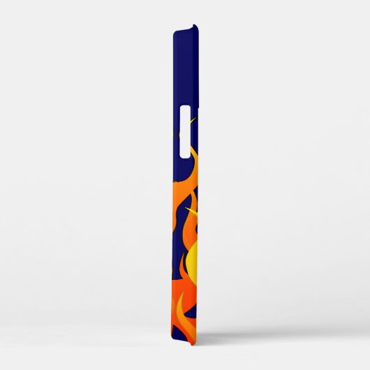 Klassische Flammenfeuer auf blauem Navy Case-Mate iPhone Hülle (Rückseite / Rechts)