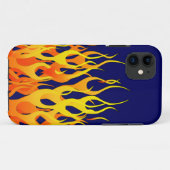 Klassische Flammenfeuer auf blauem Navy Case-Mate iPhone Hülle (Rückseite (Horizontal))