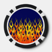 Klassische Flammenfeuer auf blauem Navy Pokerchips (Rückseite)