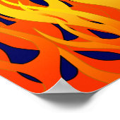 Klassische Flammenfeuer auf blauem Navy Poster (Ecke)