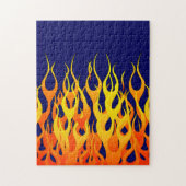 Klassische Flammenfeuer auf blauem Navy Puzzle (Vertikal)