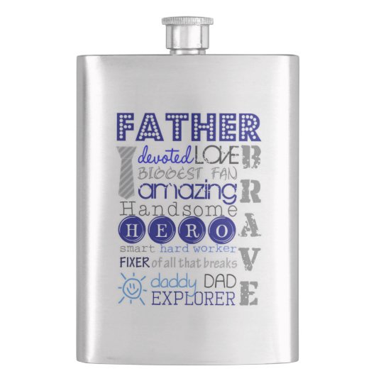 Klassische Flasche/Vater Typografie Flachmann (Vorderseite)