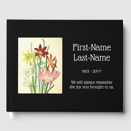 Klassische florale Begräbnisreise Gästebuch (Vorderseite)