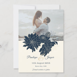 Klassische florale Foto-Save-the-Date-Hochzeitsein Einladung