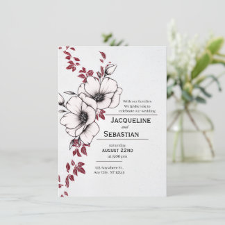 Klassische Florale Hochzeit Einladung