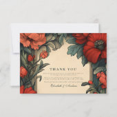 Klassische florale Hochzeit Jugendstil Dankeskarte (Vorderseite)