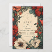 Klassische florale Hochzeit Jugendstil Save The Date (Vorderseite)