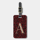 Klassische florale Mit Monogramm Buchstaben dunkel Gepäckanhänger (Vorderseite vertikal)