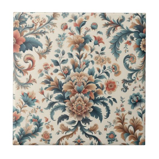 Klassische florale Print Tile Fliese (Vorderseite)