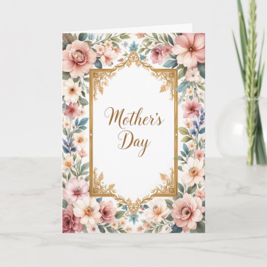 Klassische florale Rahmen Mütter Tag Pastel Botani Feiertagskarte (Vorderseite)