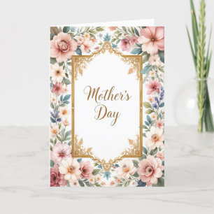 Klassische florale Rahmen Mütter Tag Pastel Botani Feiertagskarte
