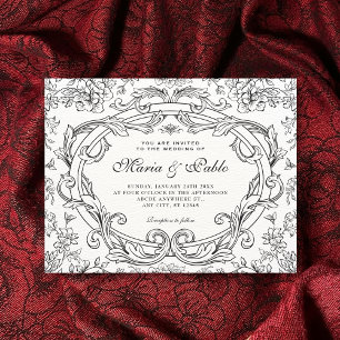 Klassische florale Vintage-Hochzeit Einladung