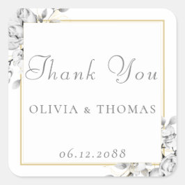 Klassische, florale Zeichnend Goldrahmen-Rustikale Quadratischer Aufkleber